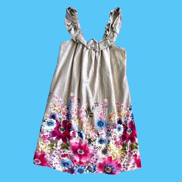 Dresses & Skirts - SLEEVELESS COTTON FLOWERED FULLY LINED DRESS